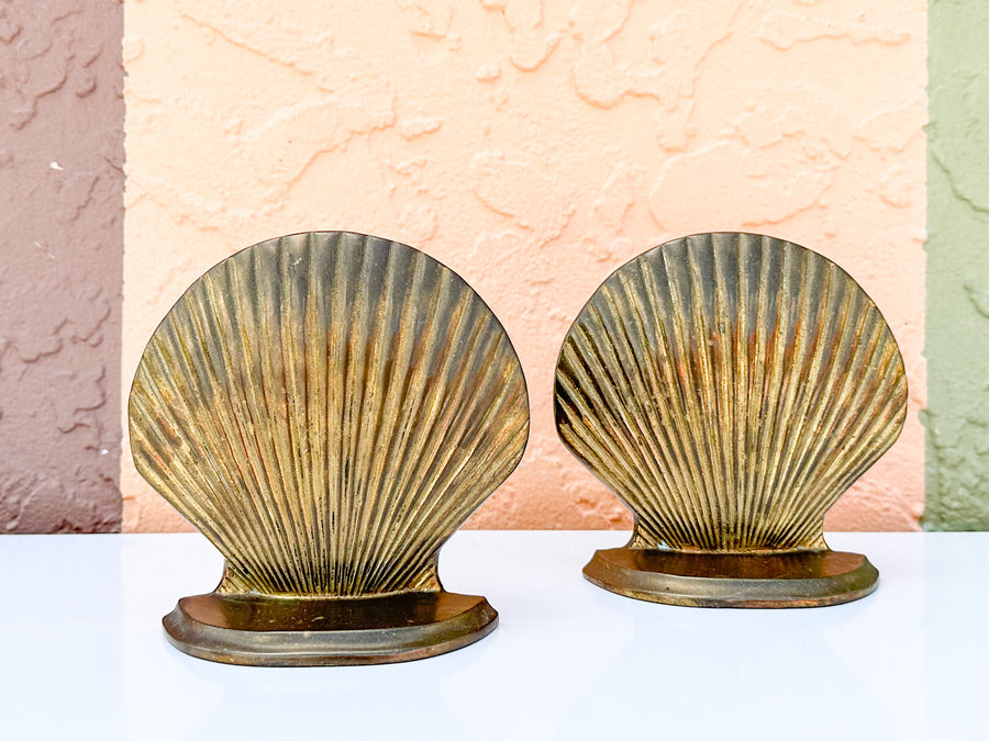 Pair of Brass Shell Bookends