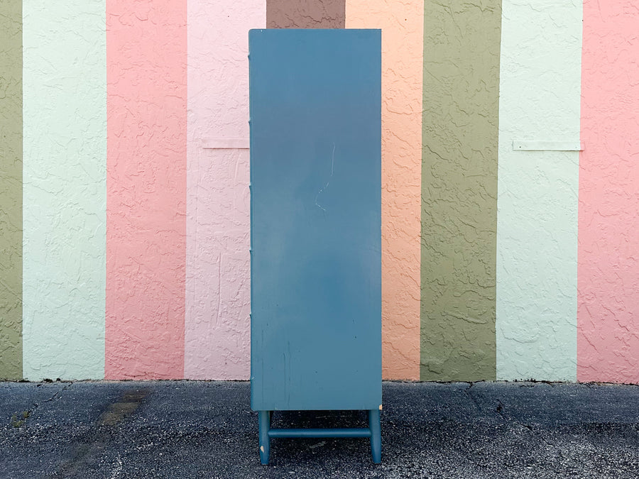 Cornflower Blue Faux Bamboo Extra Tall Chest