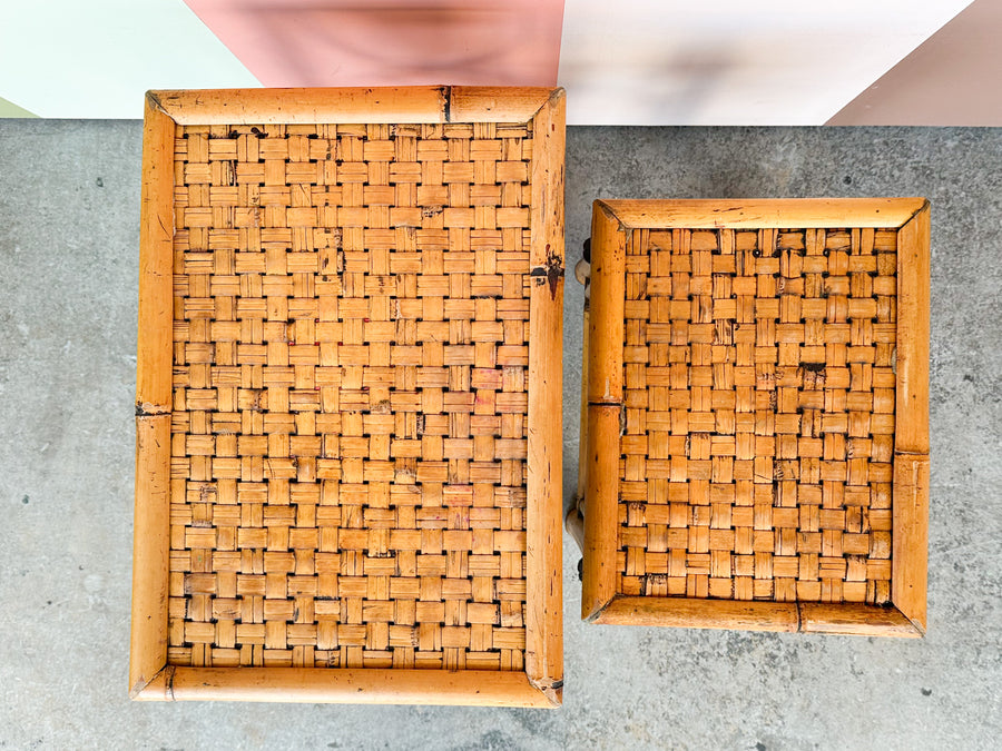 Pair of Rattan Nesting Tables