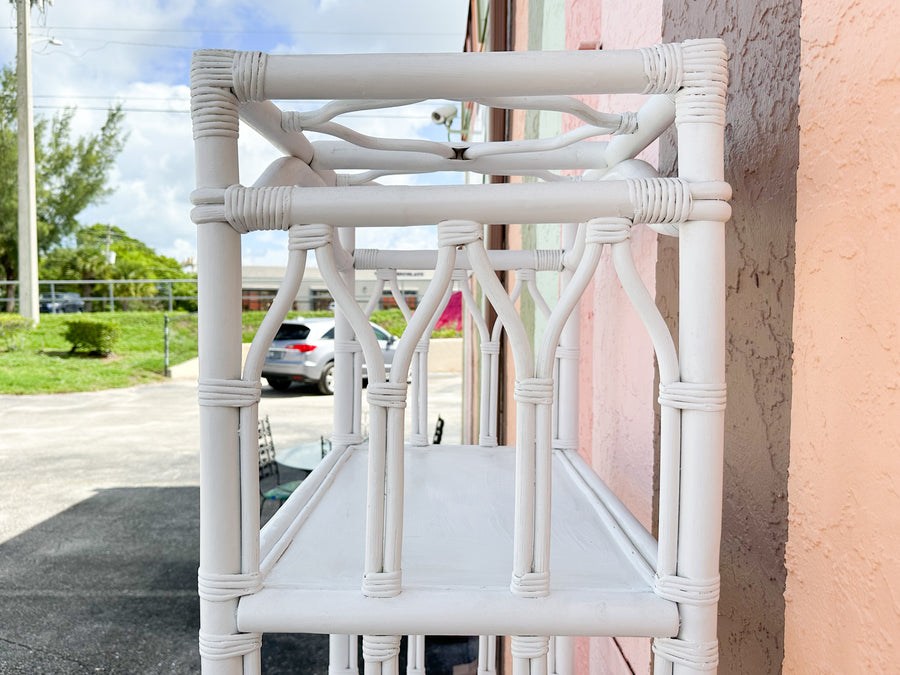 Faux Bamboo Rattan Pagoda Etagere