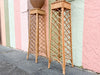 Pair of Wicker Urn Pedestal Plant Stands