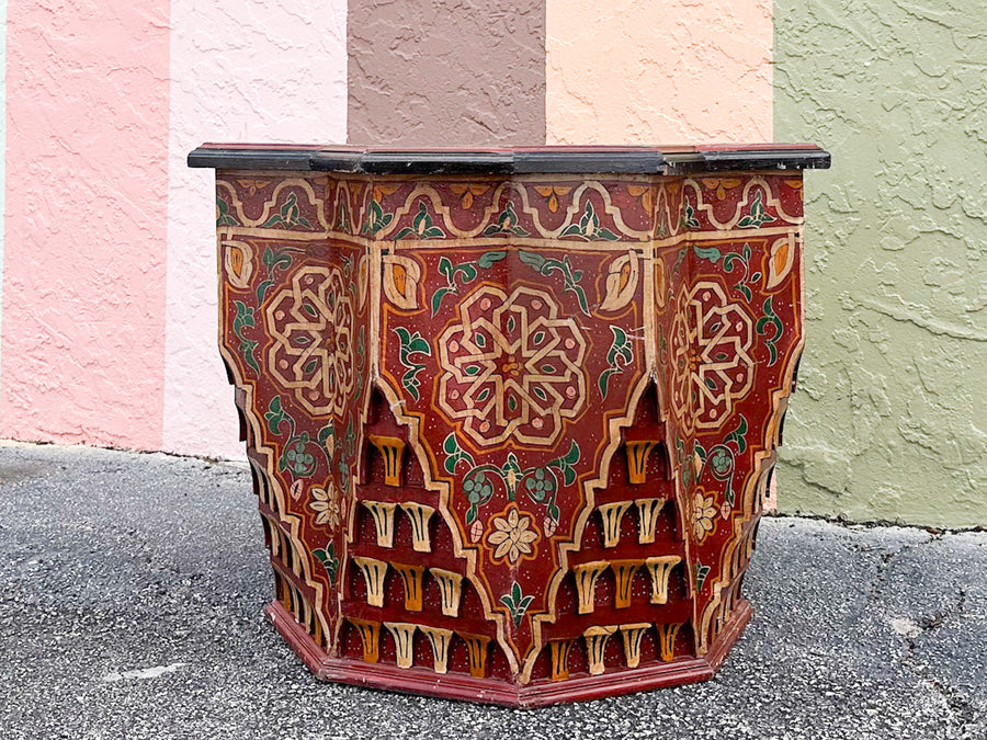 Colorful Red and Green Moroccan Style Side Table