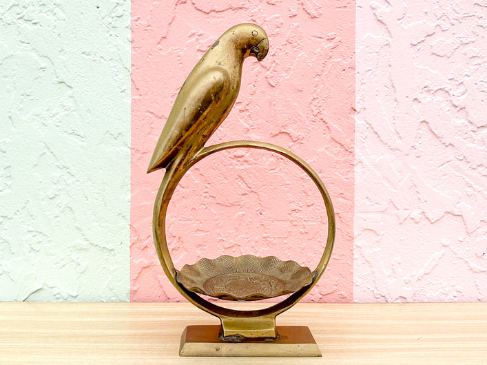 Brass Parrot Basket