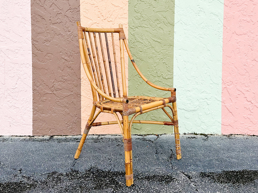 Set of Four Italian Rattan Dining Chairs