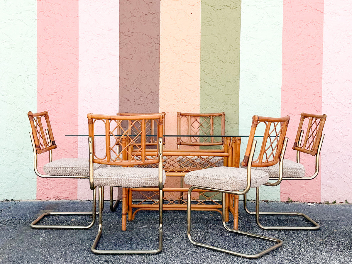 MCM Cantilever Rattan Dining Set