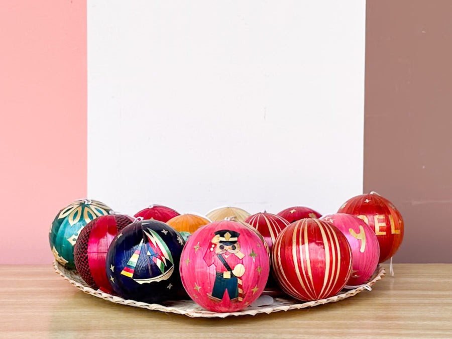 Set of Thirteen Bamboo Christmas Ornaments