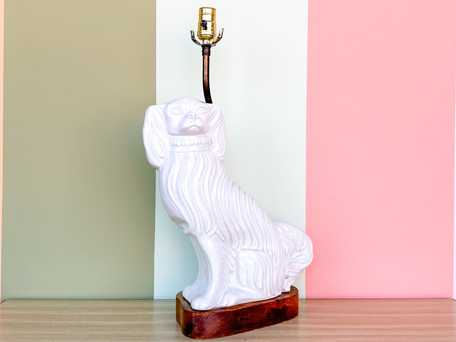 White Staffordshire Dog Lamp