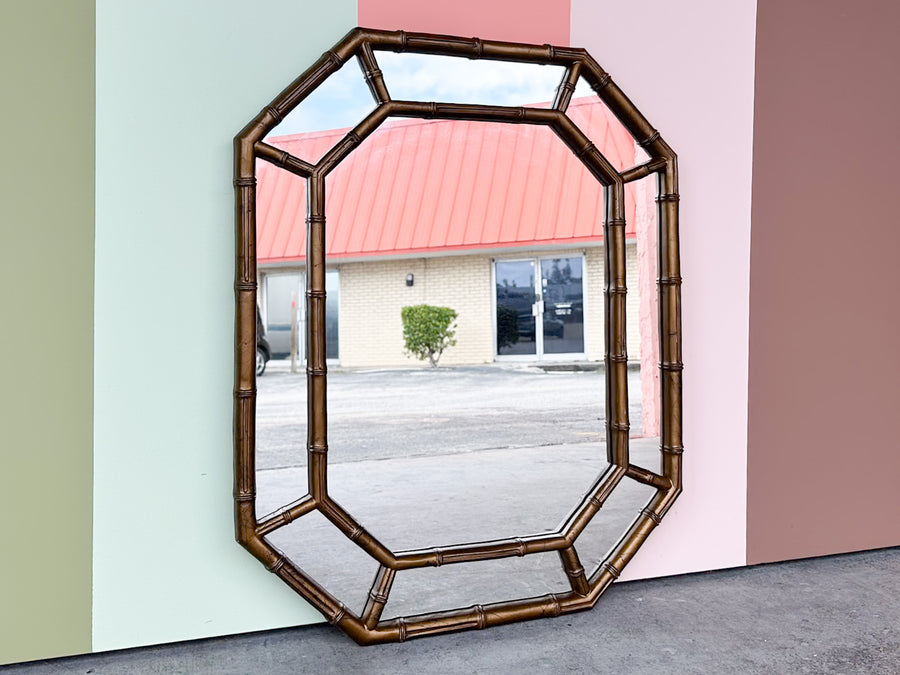 Faux Bamboo Octagon Mirror