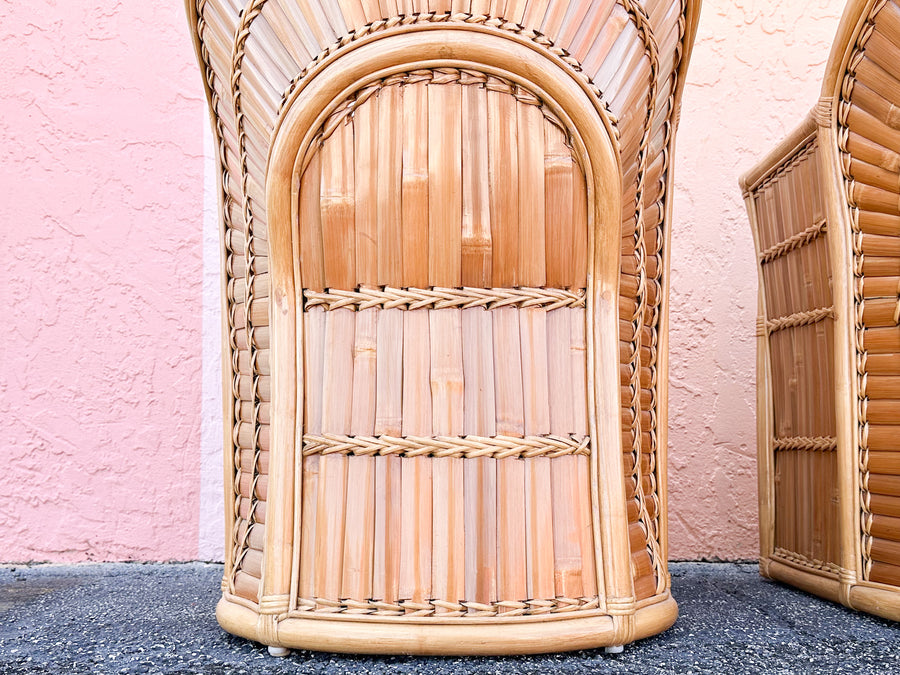 Pair of Island Chic Split Bamboo Lounge Chairs
