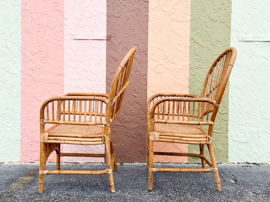 Pair of Island Style Rattan Balloon Back Chairs