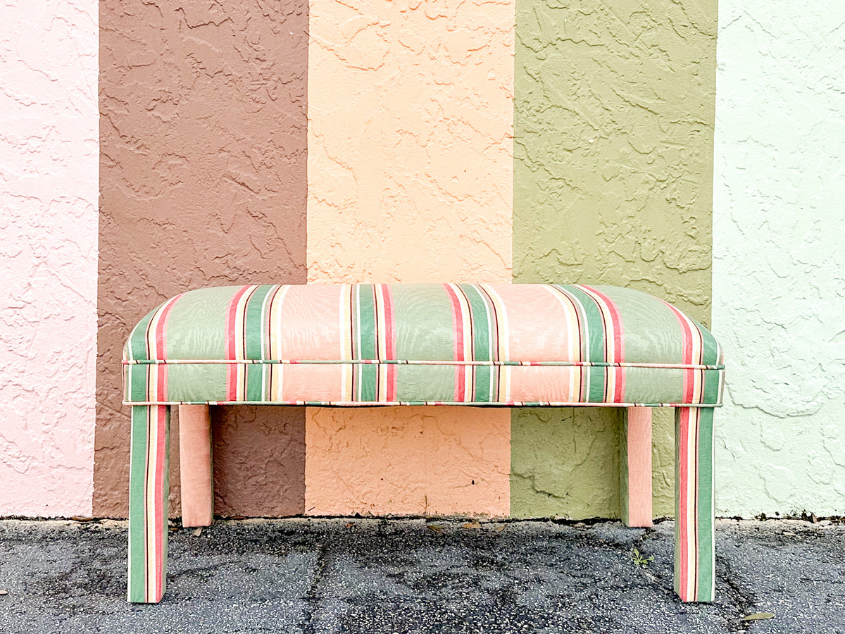 Preppy Striped Upholstered Bench