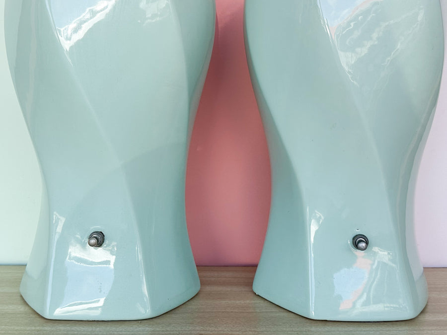 Pair of Seafoam Swirl Lamps