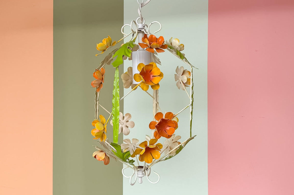 Cute Floral Tole Chandelier