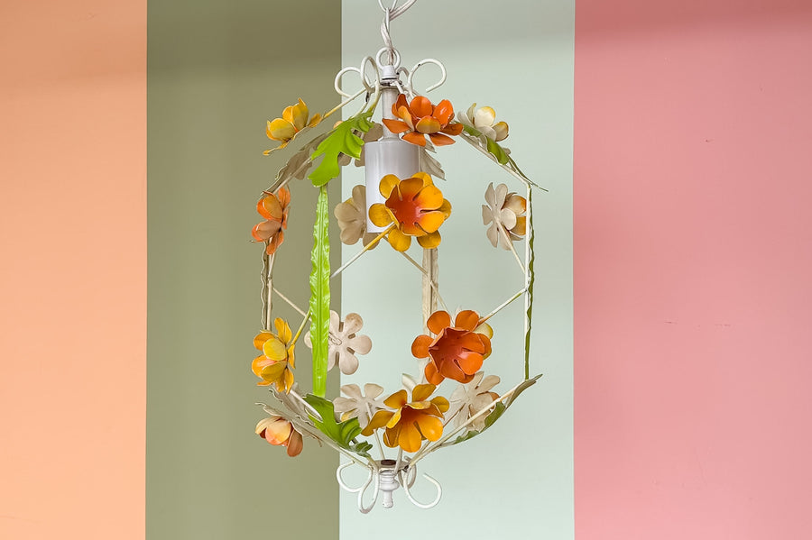 Cute Floral Tole Chandelier