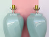 Pair of Seafoam Swirl Lamps