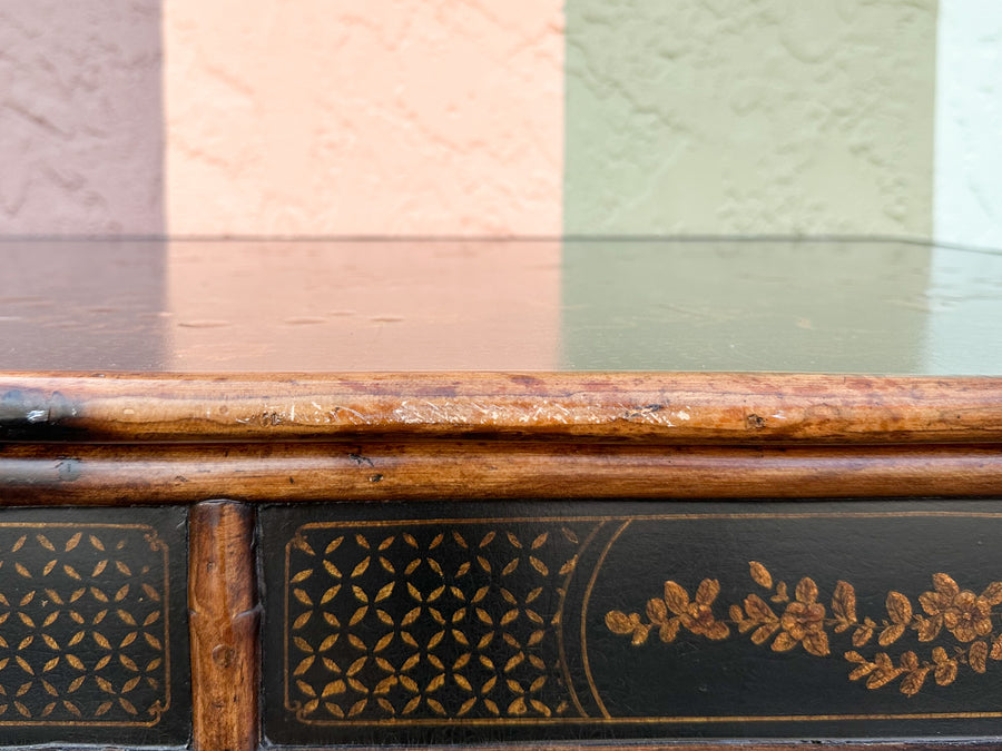 Theodore Alexander Chinoiserie Tortoiseshell Rattan Coffee Table