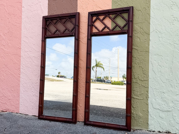 Pair of Handsome Faux Bamboo Chippendale Mirrors