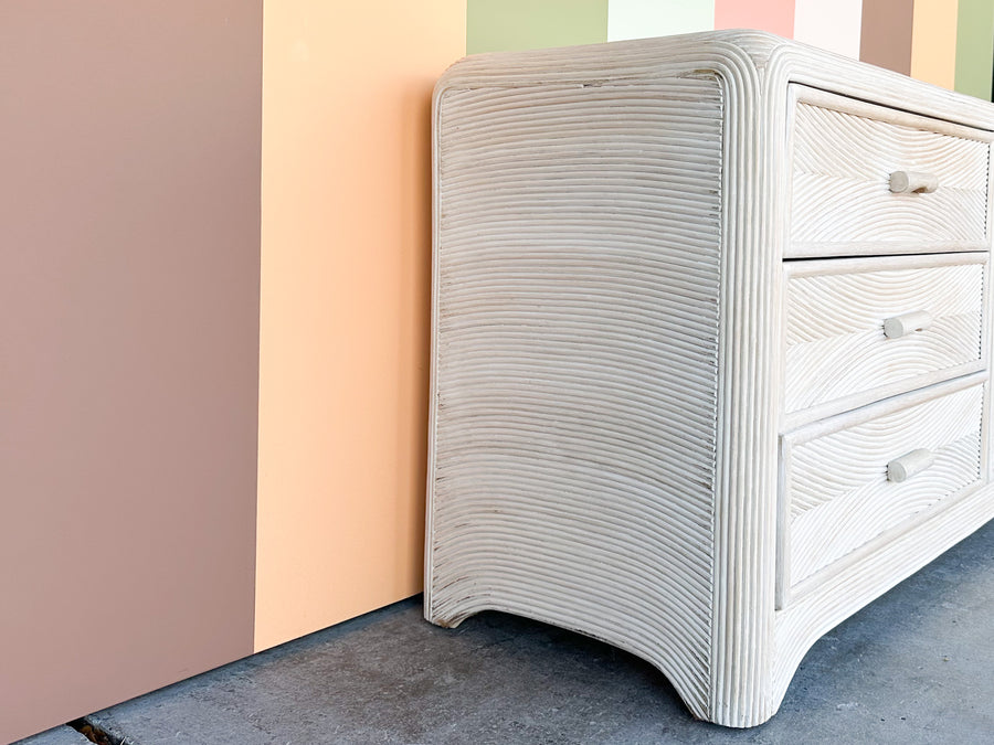 Coastal Cool Pencil Reed Rattan Credenza