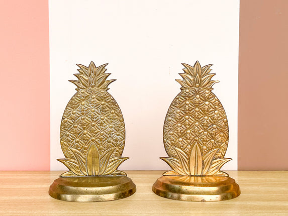 Pair of Brass Pineapple Bookends