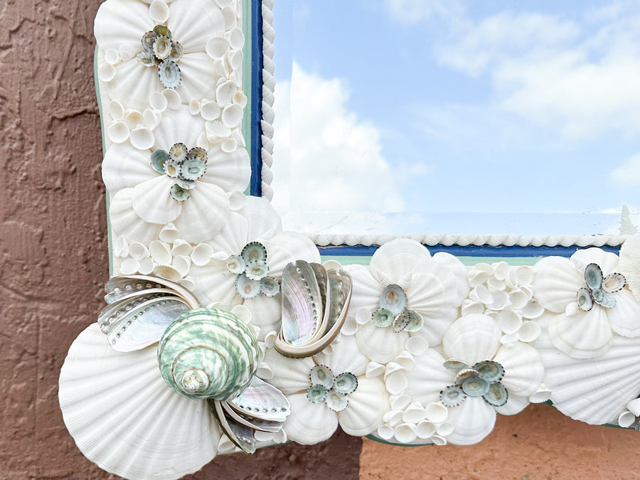 Kips Bay Show House Cobalt and Celadon Custom Shell Mirror