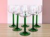 Set of Six French Green Stem Glassware