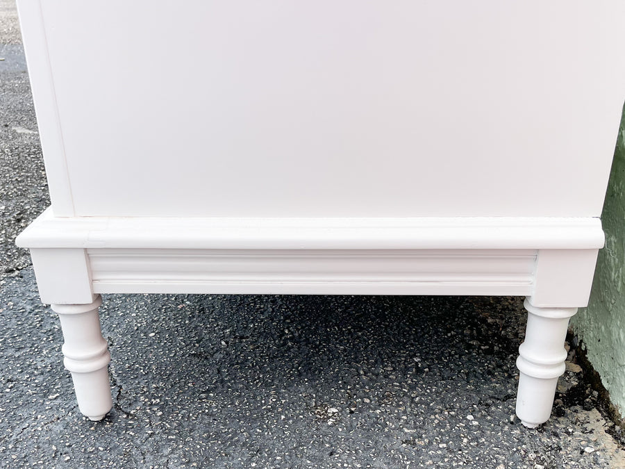 Newly Painted White Faux Bamboo Dresser