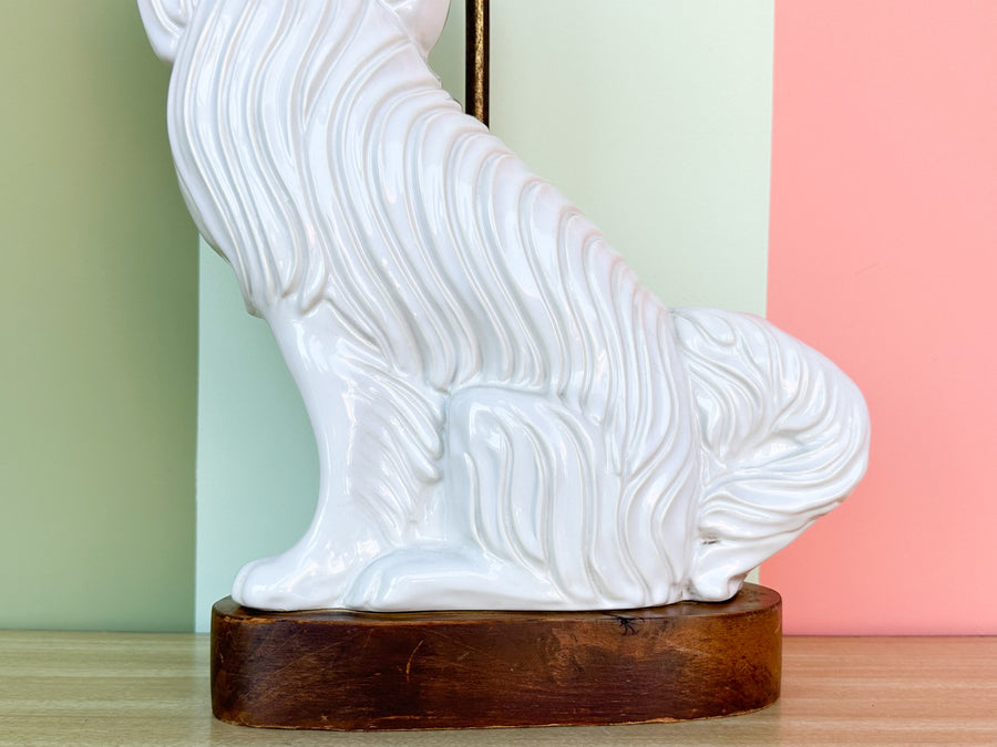 White Staffordshire Dog Lamp