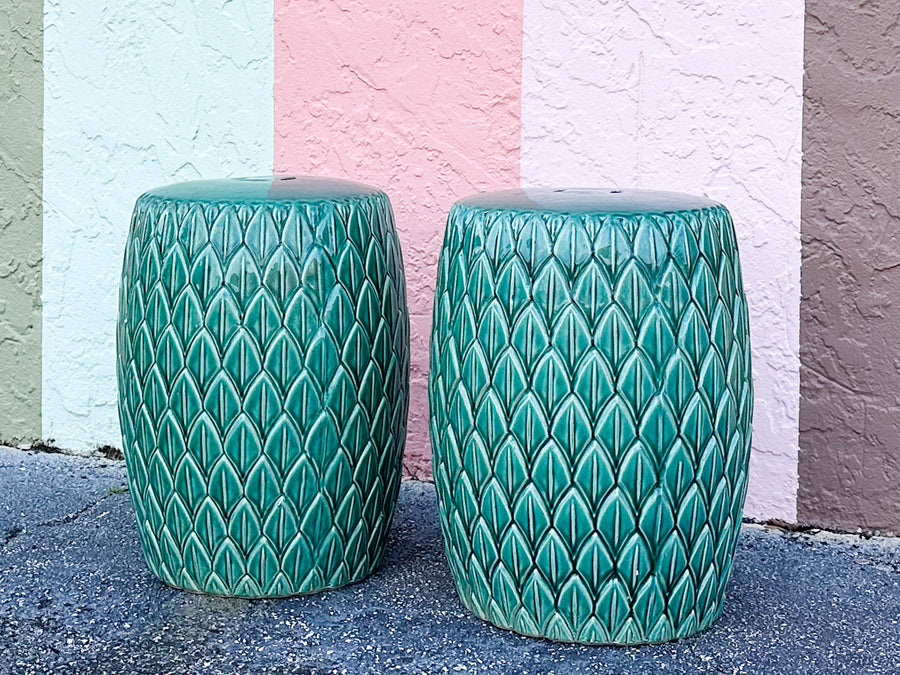 Pair of Gorg Green Artichoke Garden Seats