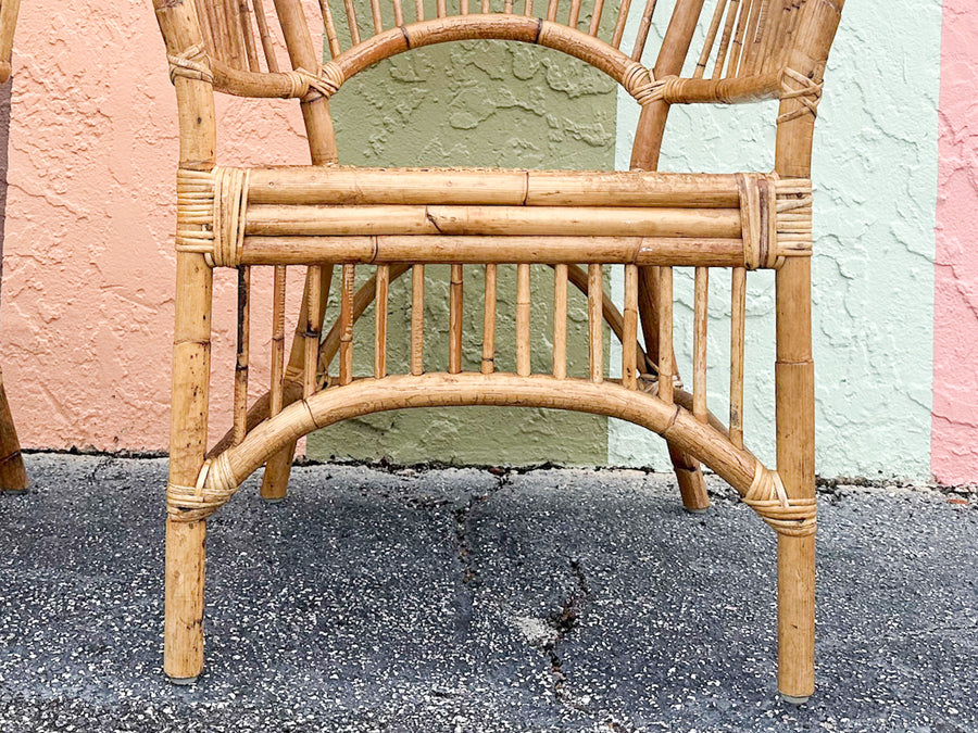 Pair of Island Style Rattan Balloon Back Chairs