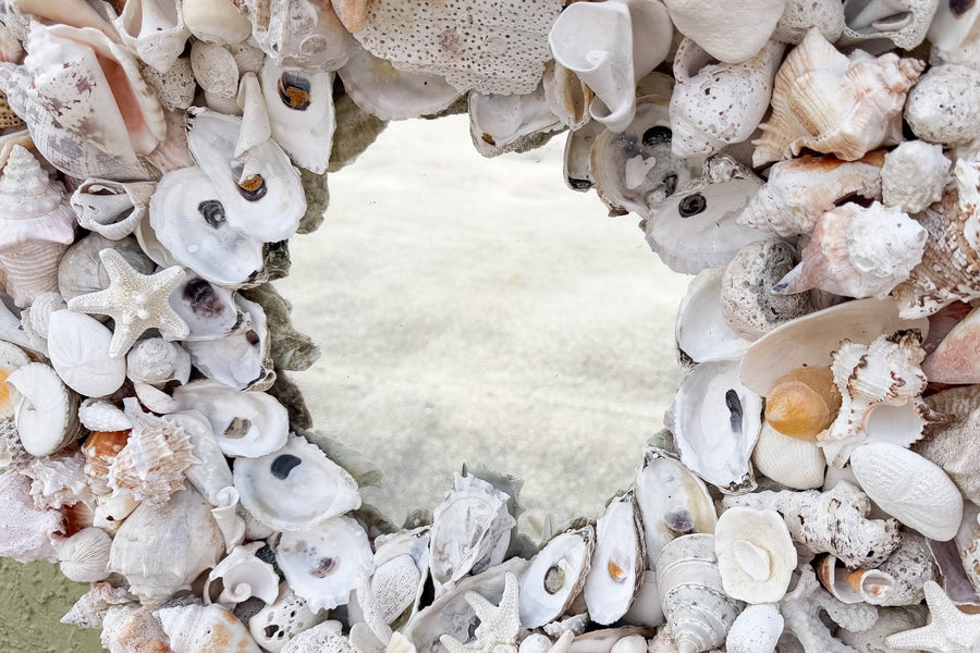 Island Chic Bahamian Shell Round Mirror