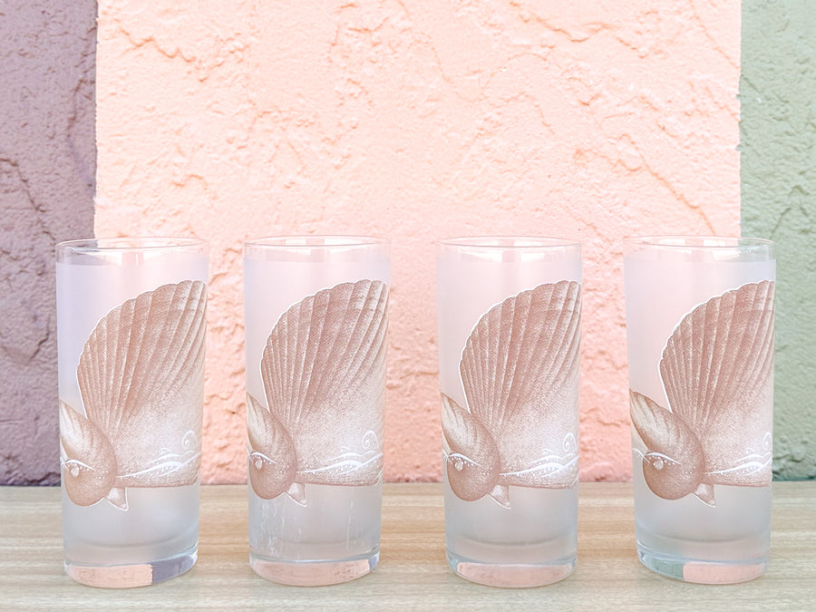 Set of Sixteen Frosted Shell Glassware