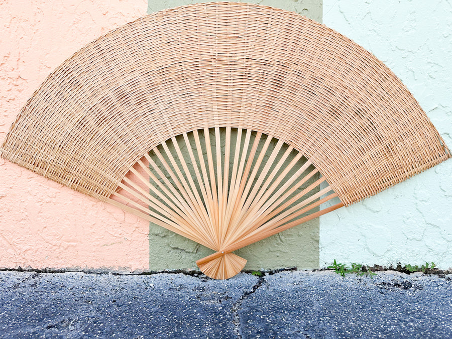 Pair of Large Rattan Fans