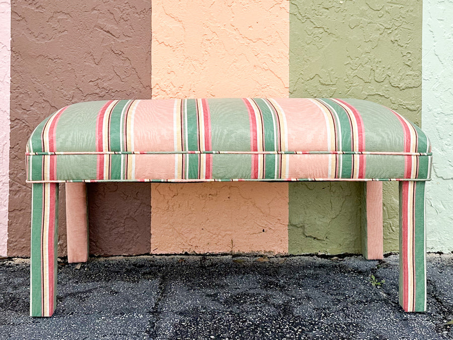 Preppy Striped Upholstered Bench