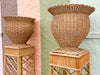 Pair of Wicker Urn Pedestal Plant Stands