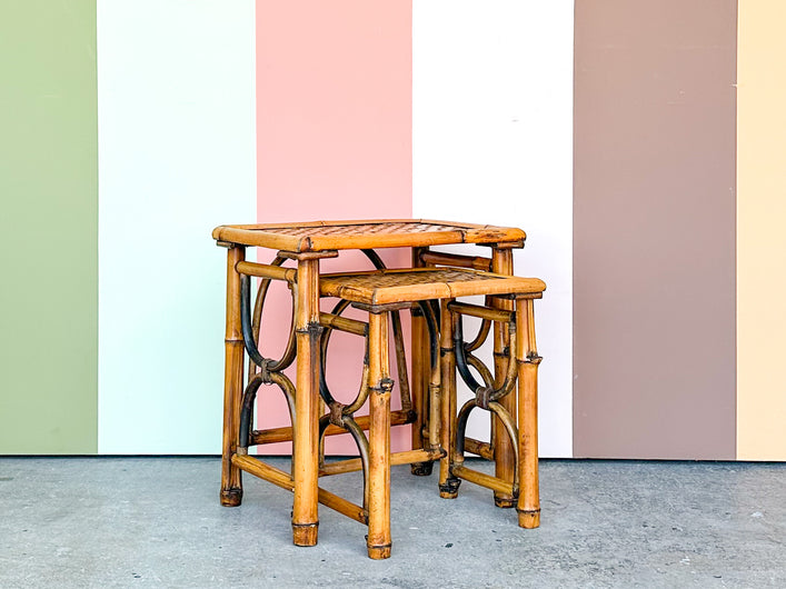 Pair of Rattan Nesting Tables