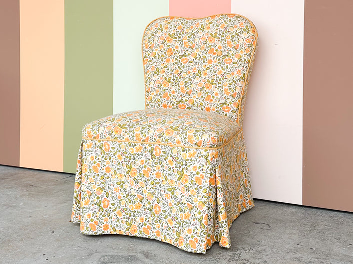 Happy Yellow Floral Upholstered Sweetheart Chair