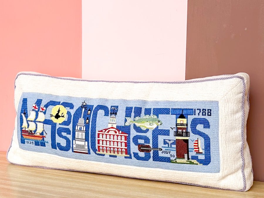 Massachusetts Needlepoint Pillow