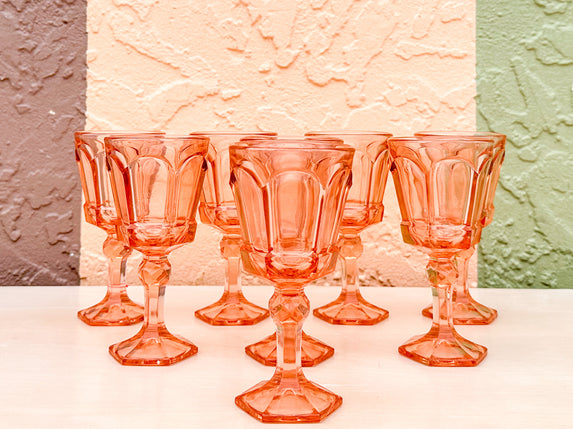 Set of Eight Pink Chic Goblets