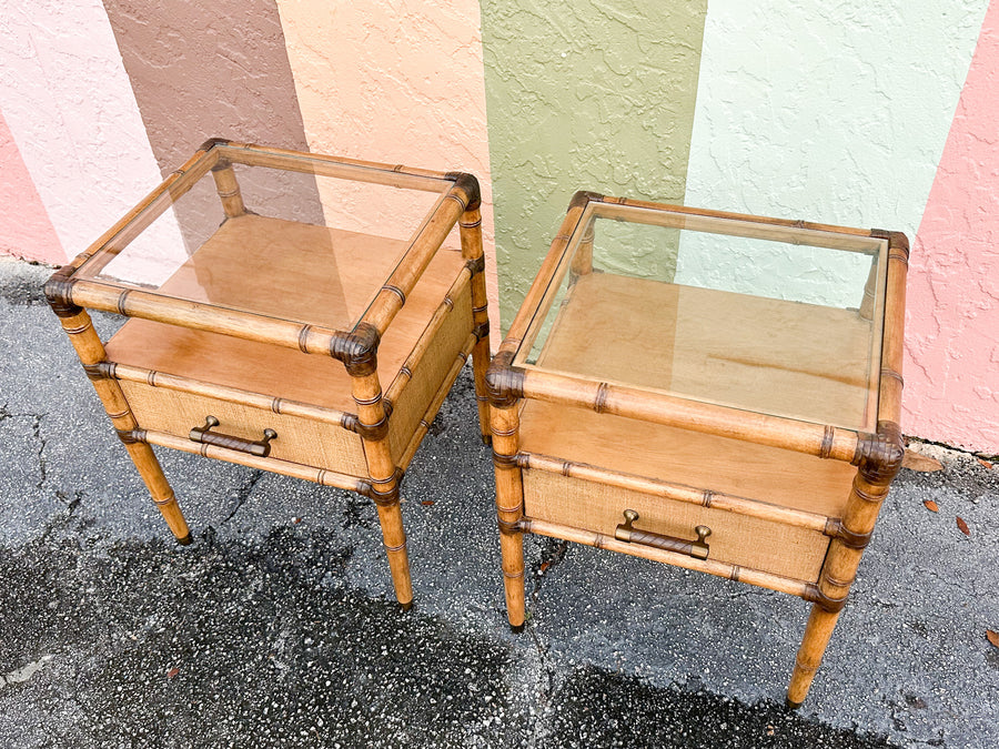 Pair of Modern Island Chic Nightstands