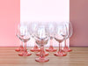 Set of Eight Pink Stem Glassware