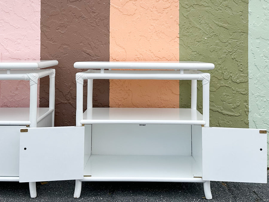 Pair of Coastal Rattan Side Tables