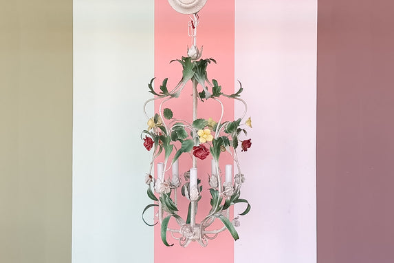 Sweet Floral Tole Chandelier