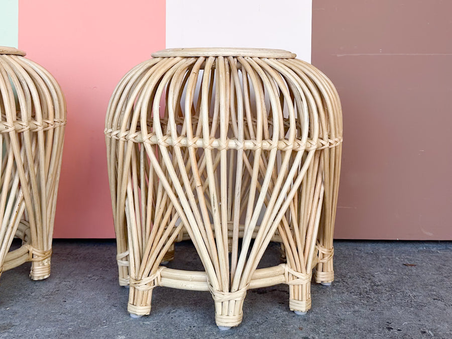 Pair of Cute Rattan Drinks Tables