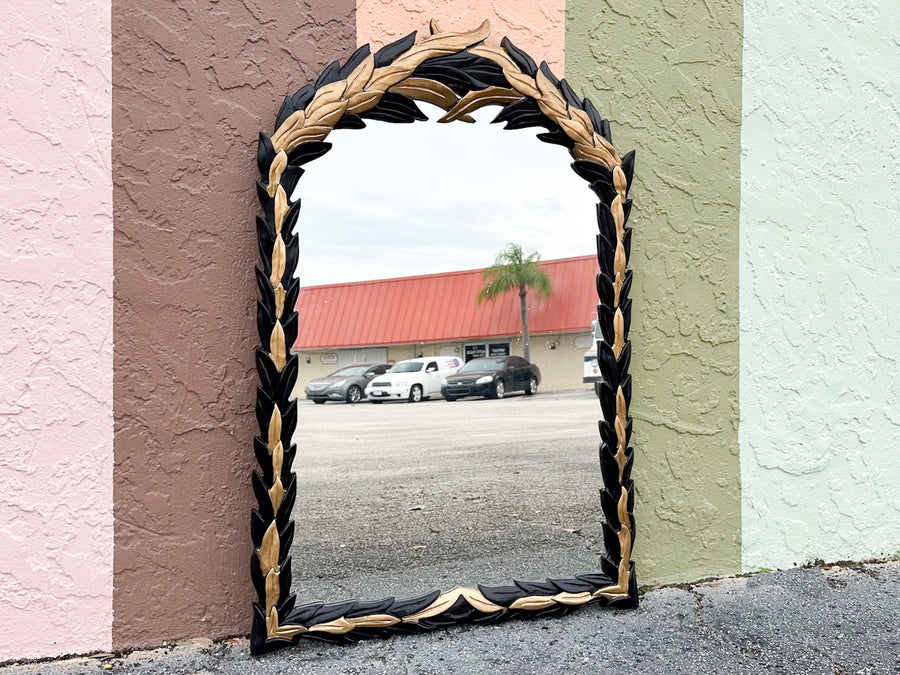 Black and Gold Palm Frond MIrror