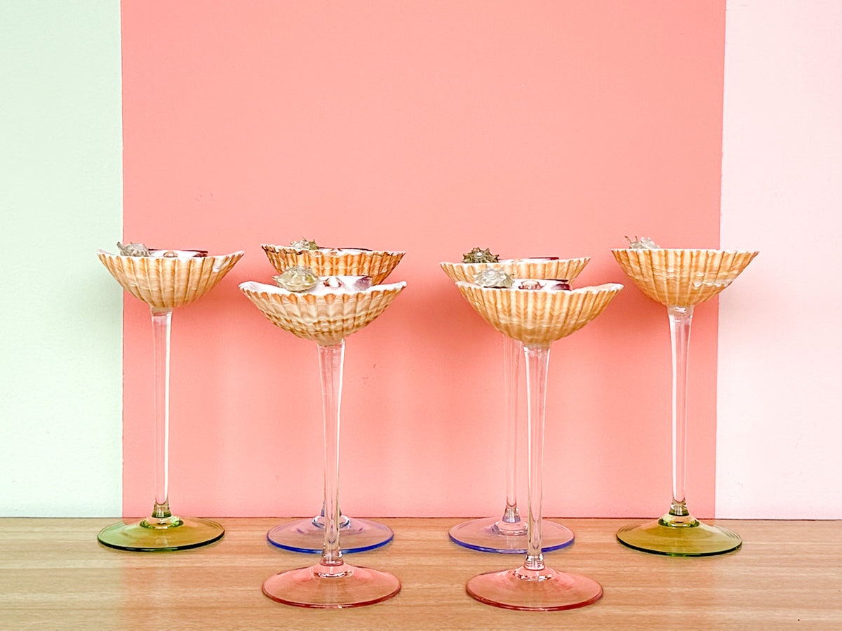Set of Six Pastel Shell Coupes