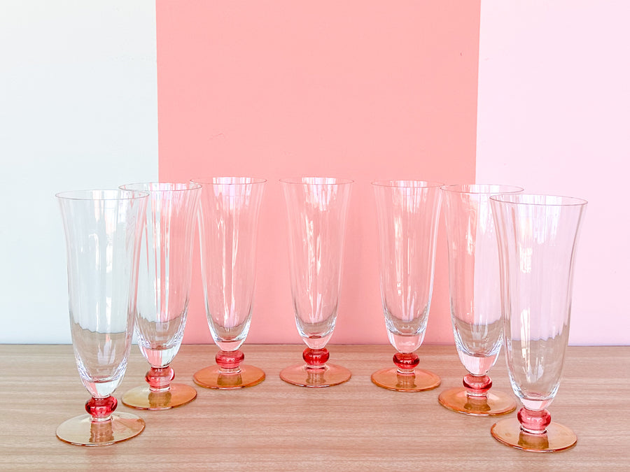 Set of Seven Champagne Flutes