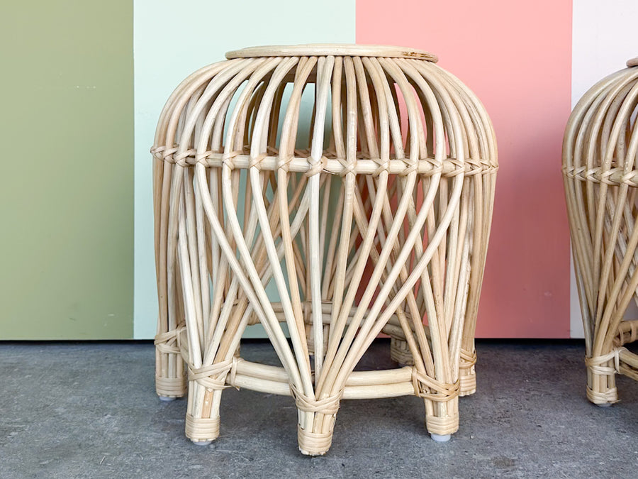 Pair of Cute Rattan Drinks Tables