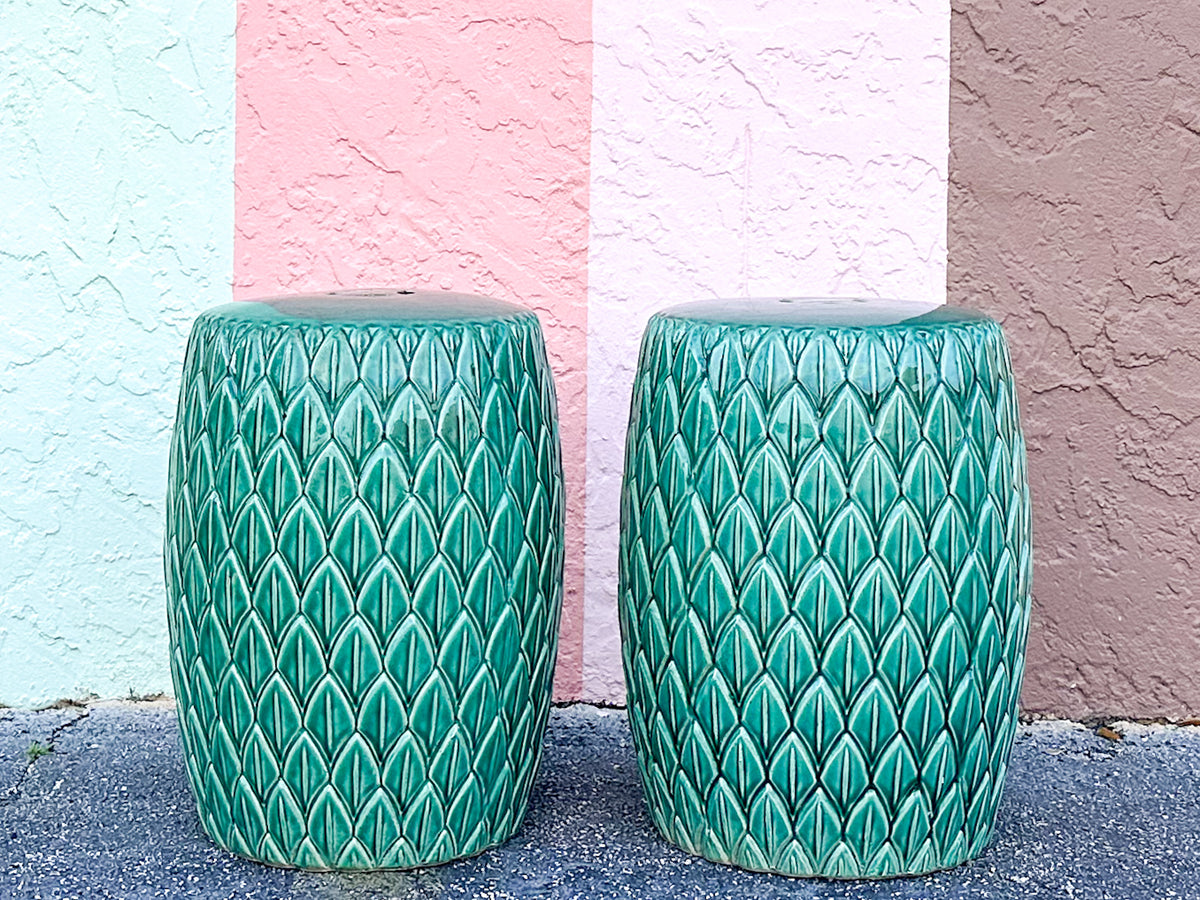 Pair of Gorg Green Artichoke Garden Seats