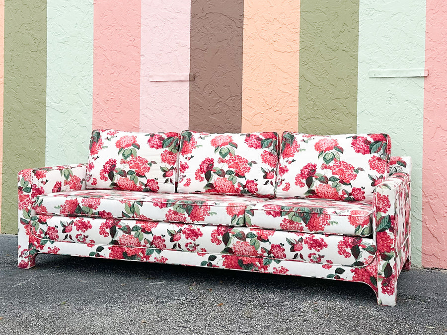 Pink Hydrangea Chintz Sofa