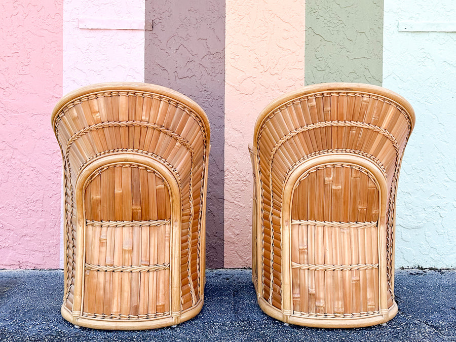 Pair of Island Chic Split Bamboo Lounge Chairs